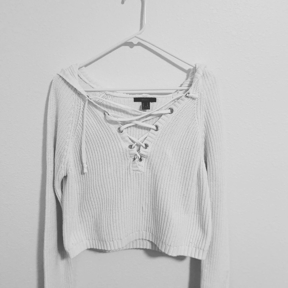tie up white sweater